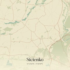 Obraz premium Vintage map of Sicienko, Poland.