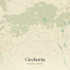 Vintage map of Ciechocin, Poland.