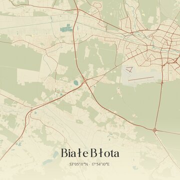Vintage map of Biale Blota, Poland.