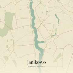 Vintage map of Janikowo, Poland.