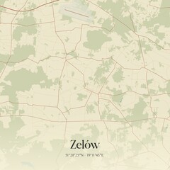 Vintage map of Zelów, Poland.