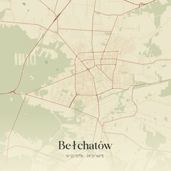 Vintage map of Belchatów, Poland.