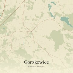 Vintage map of Gorzkowice, Poland.