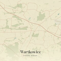 Vintage map of Wartkowice, Poland.