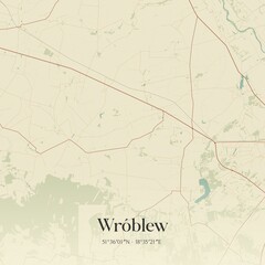 Vintage map of Wróblew, Poland.