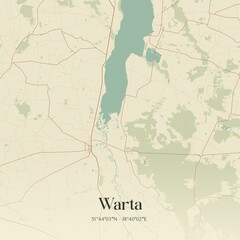Obraz premium Vintage map of Warta, Poland.
