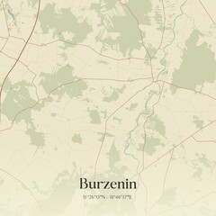 Vintage map of Burzenin, Poland.