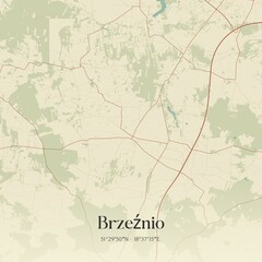Vintage map of Brzeznio, Poland.
