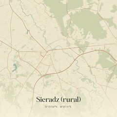 Fototapeta premium Vintage map of Sieradz (rural), Poland.