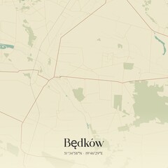 Vintage map of Bedków, Poland.