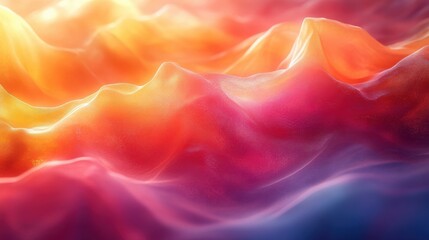 Obraz premium Colorful abstract waves resembling a silky texture, radiating warmth and vibrancy.