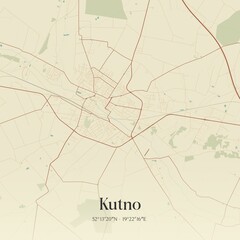Fototapeta premium Vintage map of Kutno, Poland.