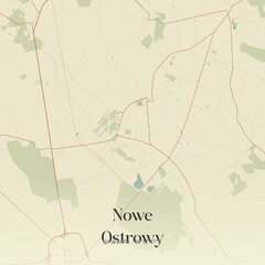 Vintage map of Nowe Ostrowy, Poland.