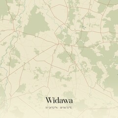 Vintage map of Widawa, Poland.
