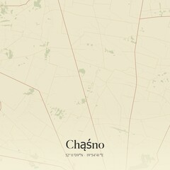 Vintage map of Chasno, Poland.
