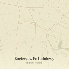 Vintage map of Kocierzew Poludniowy, Poland.