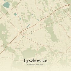 Vintage map of Lyszkowice, Poland.