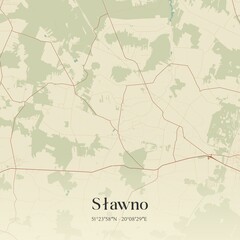 Vintage map of Slawno, Poland.