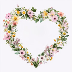 Heart-shaped flower wreath celebrating Mother's Day with elegant design in soft colors