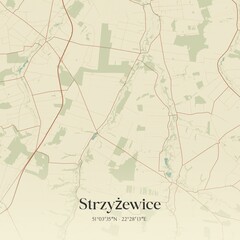 Vintage map of Strzyzewice, Poland.
