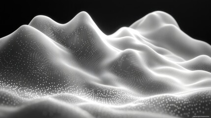 Obraz premium Abstract 3D render of smooth, flowing, white waves on a dark background with a futuristic feel.