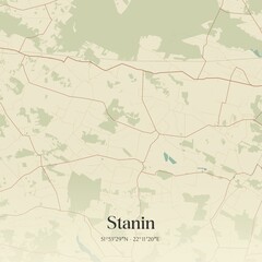 Vintage map of Stanin, Poland.