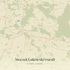 Vintage map of Stoczek Lukowski (rural), Poland.
