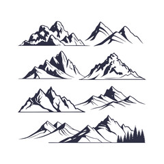 Fototapeta premium Adventure Mountain Landscape Silhouettes Vector Clip Art Pack