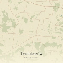 Vintage map of Trzebieszów, Poland.
