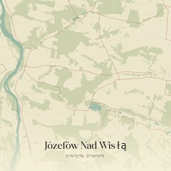 Vintage map of Józefów Nad Wisla, Poland.