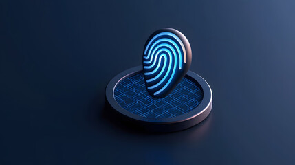 digital fingerprint symbolizing security network environment, showcasing advanced technology and innovation. design features glowing fingerprint grid background, representing data protection