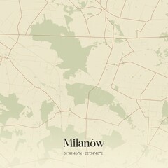 Vintage map of Milanów, Poland.