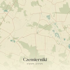Vintage map of Czemierniki, Poland.