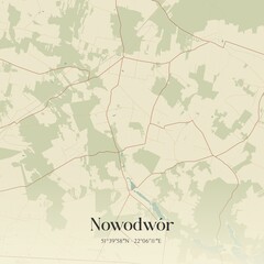 Fototapeta premium Vintage map of Nowodwór, Poland.