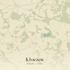 Vintage map of Kloczew, Poland.