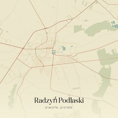 Vintage map of Radzyn Podlaski, Poland.
