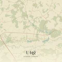 Fototapeta premium Vintage map of Ulez, Poland.