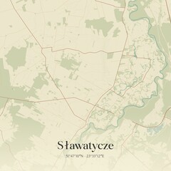 Obraz premium Vintage map of Slawatycze, Poland.