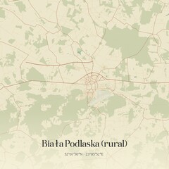 Vintage map of Biala Podlaska (rural), Poland.