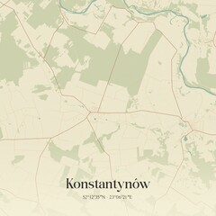 Vintage map of Konstantynów, Poland.