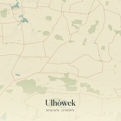 Vintage map of Ulhówek, Poland.