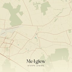 Vintage map of Melgiew, Poland.