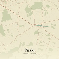 Vintage map of Piaski, Poland.