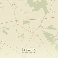 Vintage map of Trawniki, Poland.
