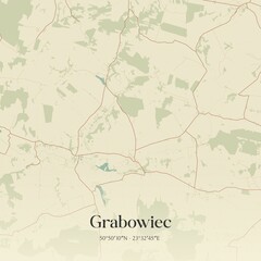 Vintage map of Grabowiec, Poland.