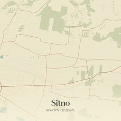 Vintage map of Sitno, Poland.
