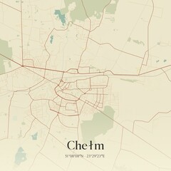 Obraz premium Vintage map of Chelm, Poland.
