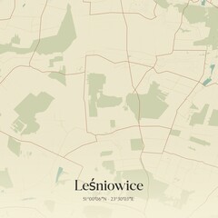Vintage map of Lesniowice, Poland.