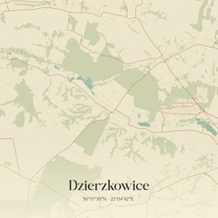 Vintage map of Dzierzkowice, Poland.