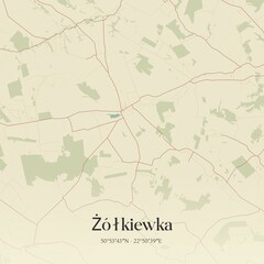 Vintage map of Zólkiewka, Poland.